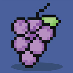 grapes cartoon  in 8 bit pixel art.
