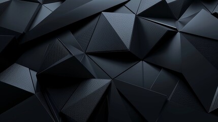 Abstract 3d rendering of black polygonal background. Futuristic polygonal shape.