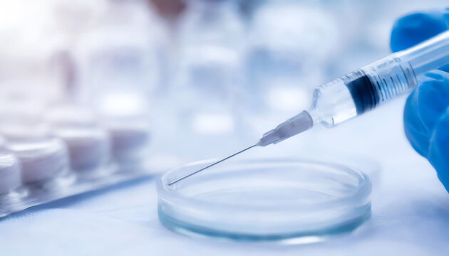 Scientist Holding Needle in Lab. Generative AI