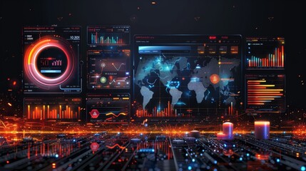 professional trading or financial portfolio management and planning for business performance growth, mobile app and screens chart analysis concept as wide banner design created by ai