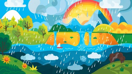 A colorful diagram explaining the water cycle Job