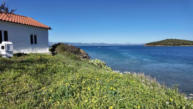 Orthodox Church of Saint Nicholas near village of Xina at the coasline of Kassandra, Chalkidiki, Central Macedonia, Greece