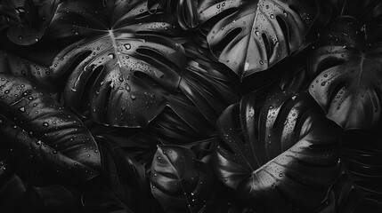 Obraz premium hojas tropicales con fondo oscuro