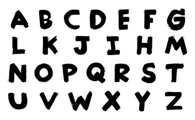 English alphabet A to Z brush on a white background, vector illustration.