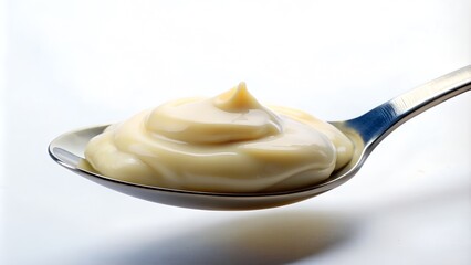 Crisp Mayonnaise Spoon: Isolated on White Background