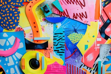 An array of pop art inspired abstract shapes and forms