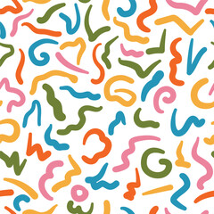 simple seamless pattern, colorful doodle brush for fashion textile or wallpaper background, vector illustration