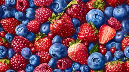 Fresh blueberries, strawberries and raspberries.