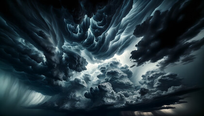Chaos Above: Swirling Storm Clouds in a Dark Sky