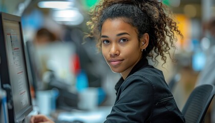 Fototapeta premium Young deaf african-american businesswoman 