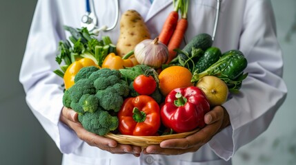 Nutritionist holding freshly picked vegetables in hands