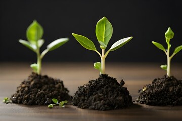 A young plant can be seen growing in a field,Agriculture and Eco Living , young sprout growing in the soil