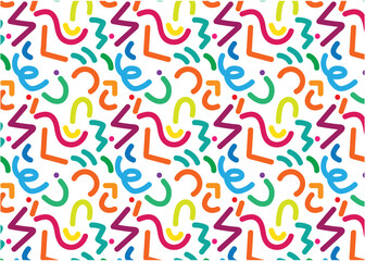 Obraz premium Abstract colorful line doodle seamless pattern. Creative art background collection for children or festive celebration design.monochrome geometric shapes.