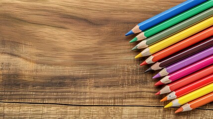 Obraz premium Artistic Array of Sharpened Colorful Wooden Pencils Close-Up