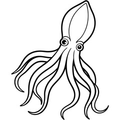 Squid vector clipart art illustration, solid white background (17)