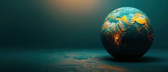 A minimalist globe with glowing continents, representing global outreach.