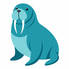 Walrus vector art illustration, solid white background (1)