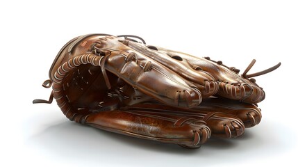  brown leather baseball glove on a white background  