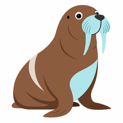 Walrus vector art illustration, solid white background (3)