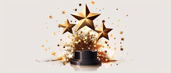 A sleek trophy adorned with shimmering stars, symbolizing achievement.