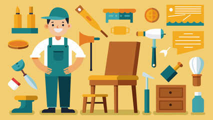 For beginners a basic lesson in furniture restoration covers topics such as wood types finishes and basic tool use.. Vector illustration
