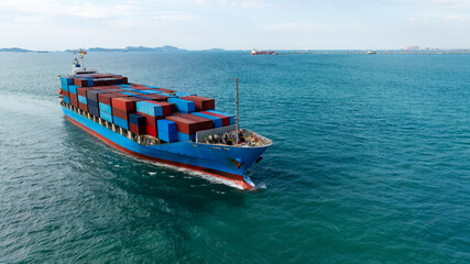container ship in sea, international import export, global business and industry service, shipping...