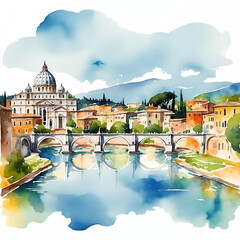 Rome - watercolor illustration 