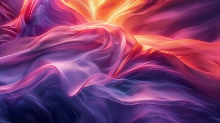 Obraz premium A colorful, flowing piece of fabric with a purple and orange hue. The image is abstract and has a dreamy, ethereal quality to it