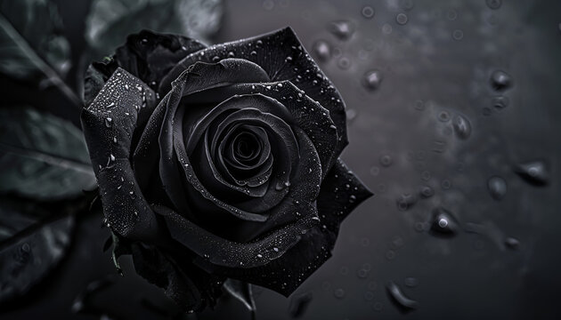 black rose with drops background