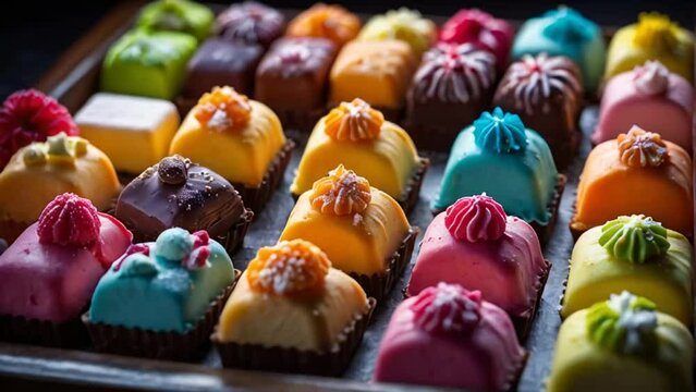 petit fours beautiful dessert on the table
