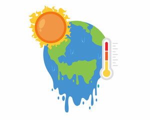 melting earth with thermometer due to climate crisis and global warming vector illustration