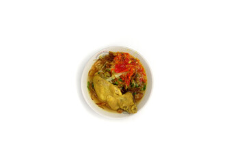 Indonesian famous street food Soto Ayam : Soto is a traditional Indonesian soup mainly composed of broth, chicken and vegetables.