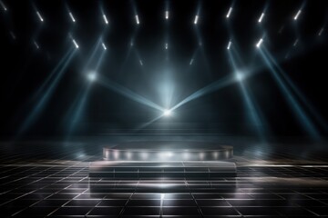 Scene illumination effects on a background with bright lighting of spotlights.