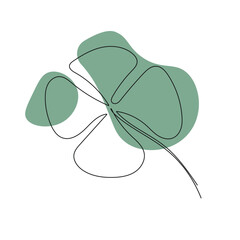 Saint patrick clover leaf pastel color. continuous line drawing element  for decorative element. Vector illustration of plant form in trendy outline style.