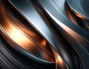 Abstract colorful wavy lines in shades of blue, orange, and brown