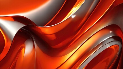 Orange Chrome Metal Wave background