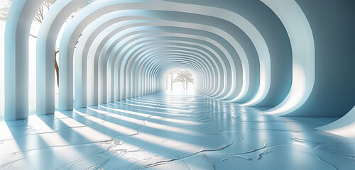 tunnel. abstract white blue architectural background. interior of a modern house