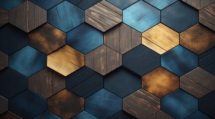 Geometric wooden hexagon pattern background