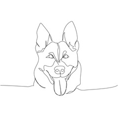 German Shepherd Dog, dog breed, shepherd dog, service dog one line art. Continuous line drawing of friend, dog, doggy, friendship, care, pet, animal, family, canine.