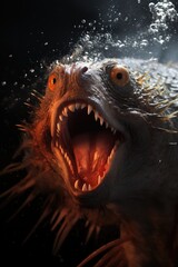 Ferocious deep sea creature with sharp teeth