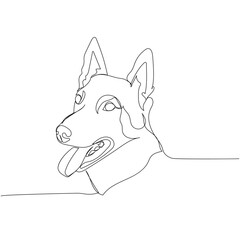 Belgian Shepherd, Malinois, dog breed, shepherd dog, service dog one line art. Continuous line drawing of friend, dog, doggy, friendship, care, pet, animal, family, canine.