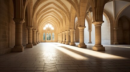 Majestic cathedral interior with arched ceilings and sunlight