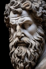 Weathered stone face sculpture with intricate details