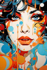 Vibrant abstract portrait with colorful expression