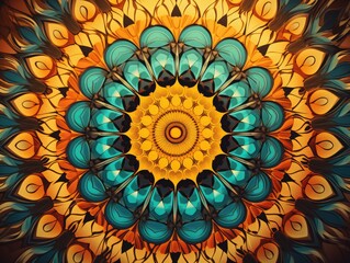 Vibrant symmetrical floral mandala pattern