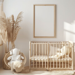 interior of nursery with mock-up frames 