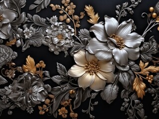 Elegant floral pattern with metallic accents