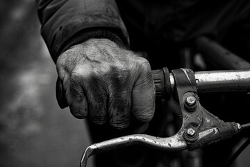 Obraz premium Close up image of person riding on bicycle created with generative ai concept