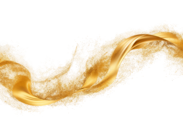 Dance of Elegance: White and Gold Swirl. On a White or Clear Surface PNG Transparent Background.