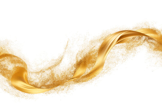 Dance of Elegance: White and Gold Swirl. On a White or Clear Surface PNG Transparent Background.